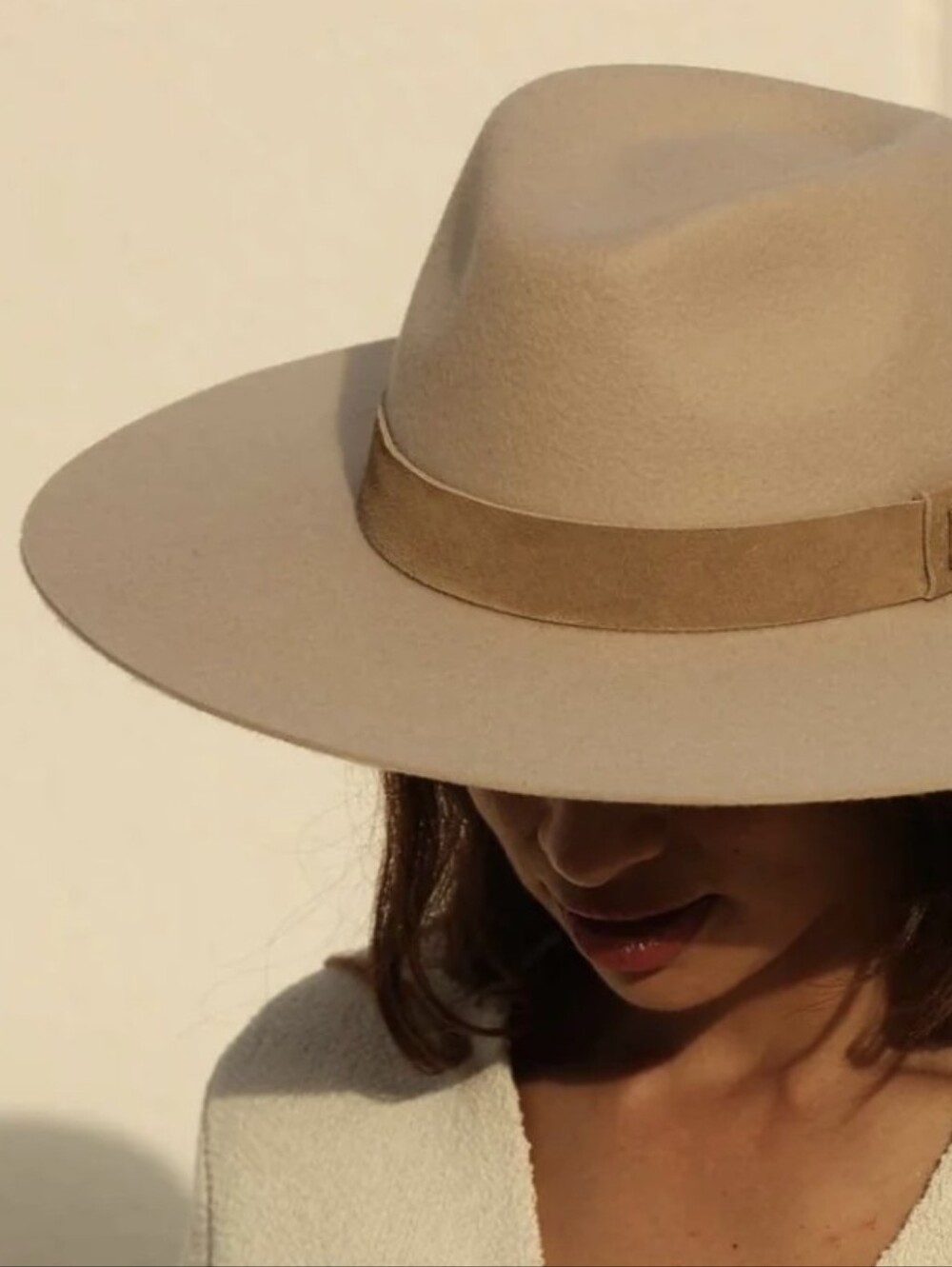 NWT POLO RL Classic Wide-Brim Wool Fedora Hat in Beige